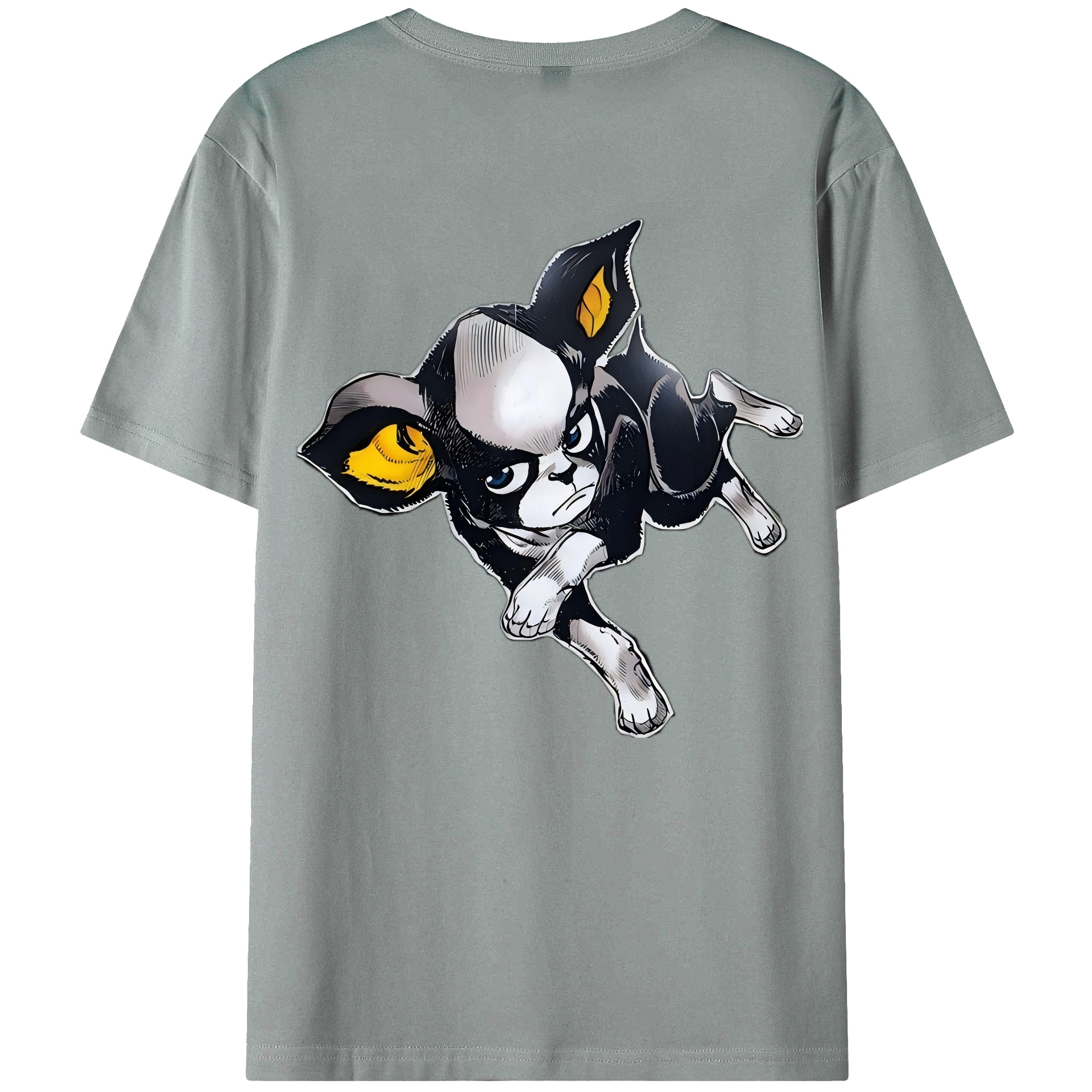 （画像用） ジョジョの奇妙な冒険 イギー JoJo's Bizarre Adventure Iggy 綿100％ メンズ半袖Tシャツ（バックプリント） 通気性